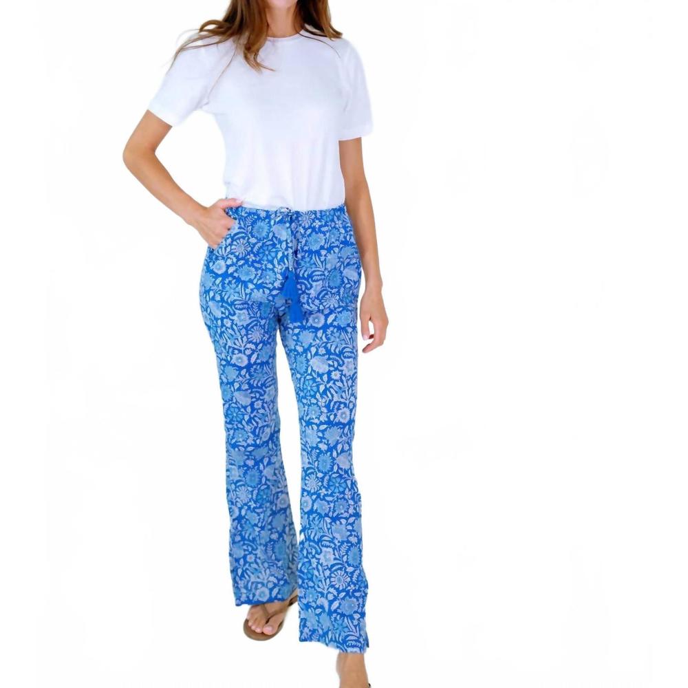 NEW ERICA WILSON flared beach pants in kaia floral blue